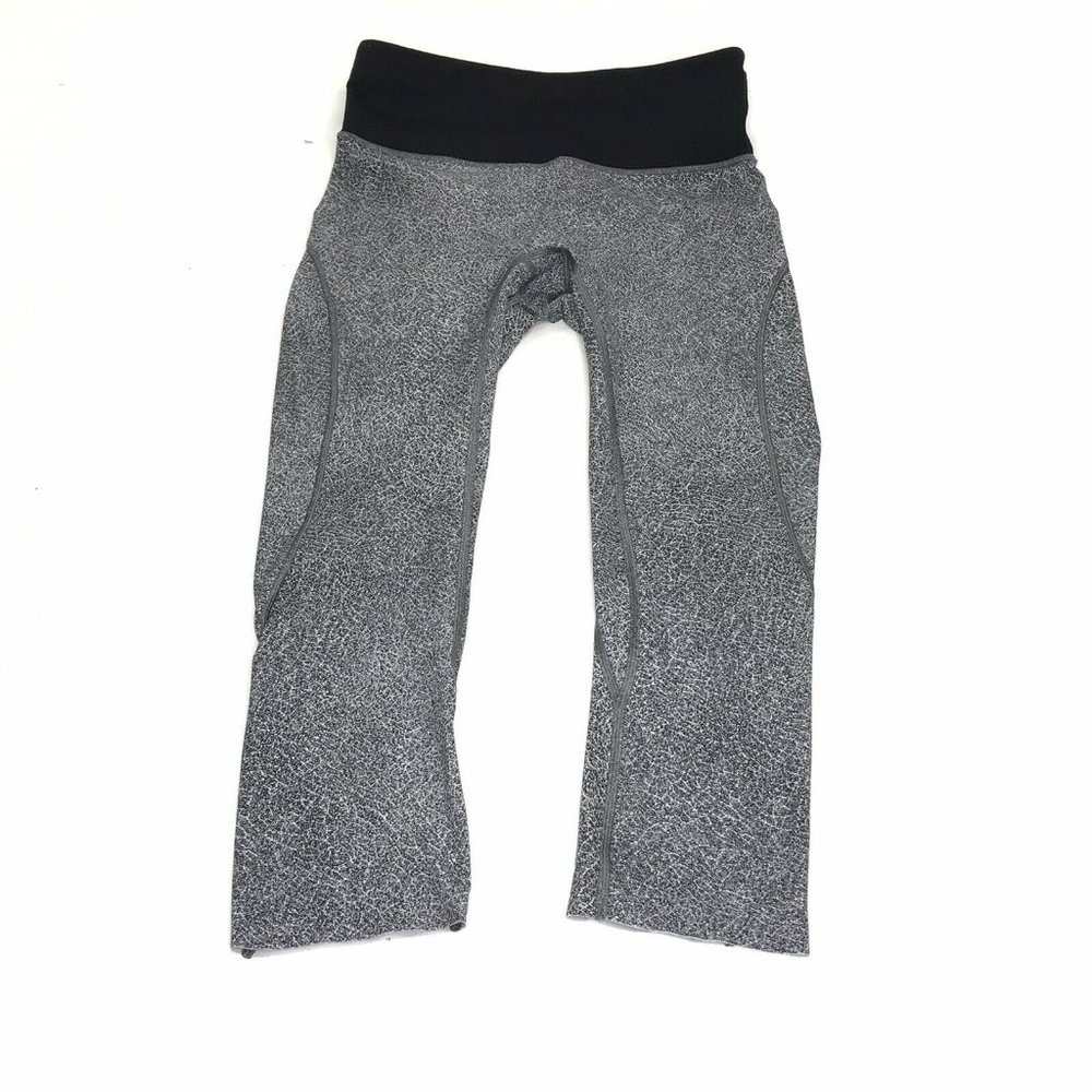 Lululemon Leggings Run The Day Crop 23” Factal Dark Starlight Black Size 6